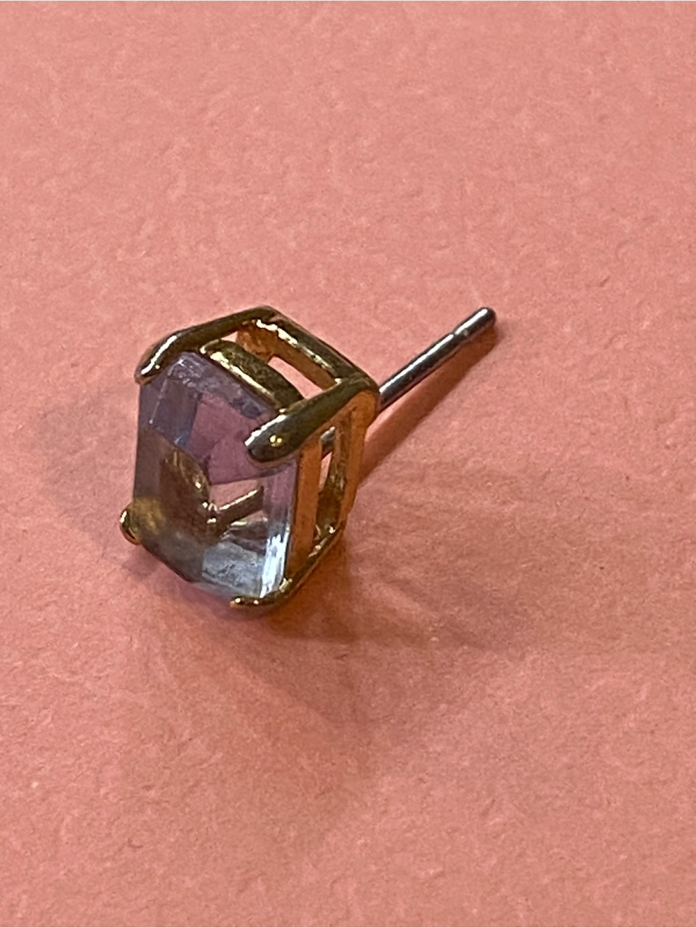 Vintage Monet Single Gold Plated Crystal Gem Stud Earring